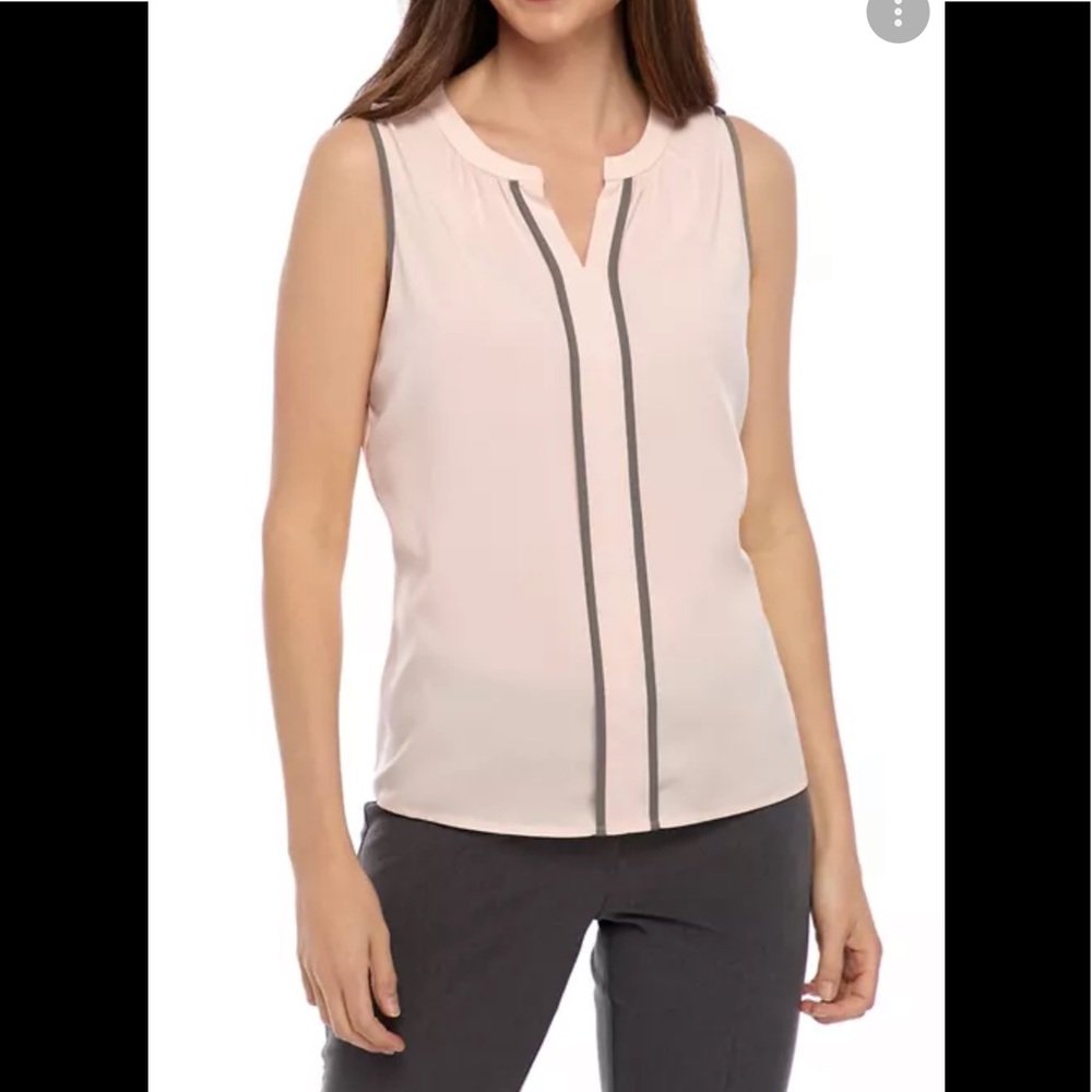 Calvin Klein Piped Split Neck Blouse. Size Medium… - image 1